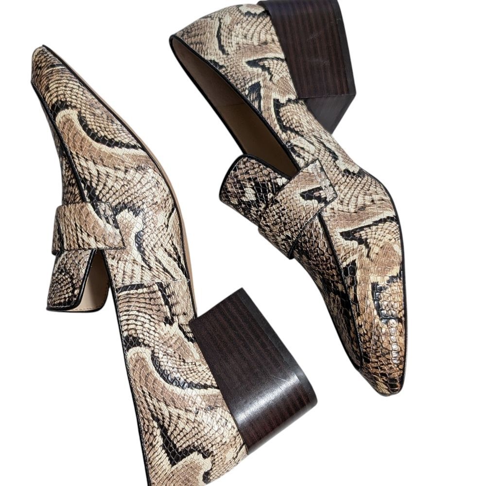Vince Camuto Adealia leather snakeskin loafer block heel size 9.5 M stylish - Picture 9 of 9